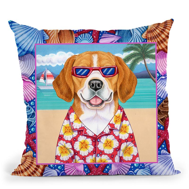 Seashells Beagle Throw Pillow By Tomoyo Pitcher - All About Vibe