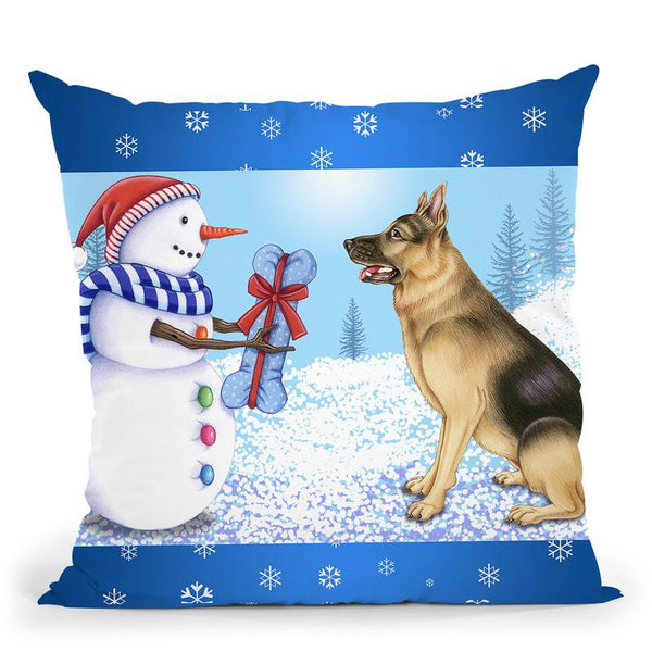 Snowman Dog Throw Pillow By Tomoyo Pitcher - All About Vibe