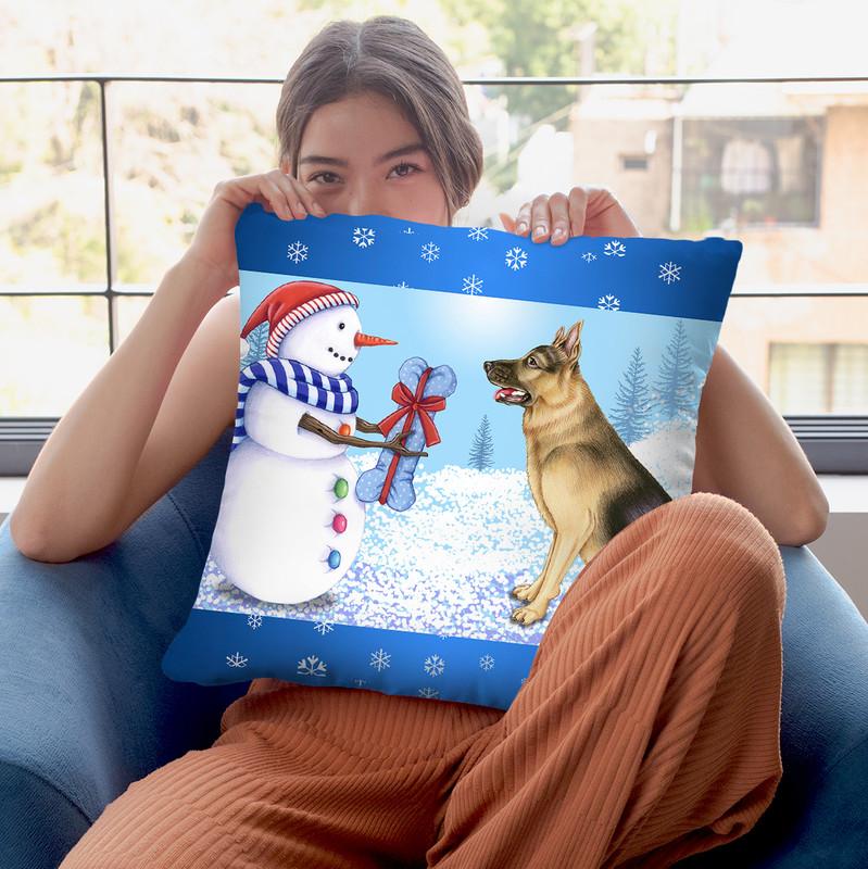 Snowman Dog Throw Pillow By Tomoyo Pitcher - All About Vibe