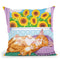 Sunflowers Kitten Throw Pillow By Tomoyo Pitcher - All About Vibe