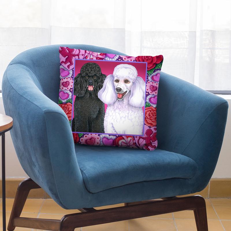 Valentine Poodles Throw Pillow By Tomoyo Pitcher - All About Vibe
