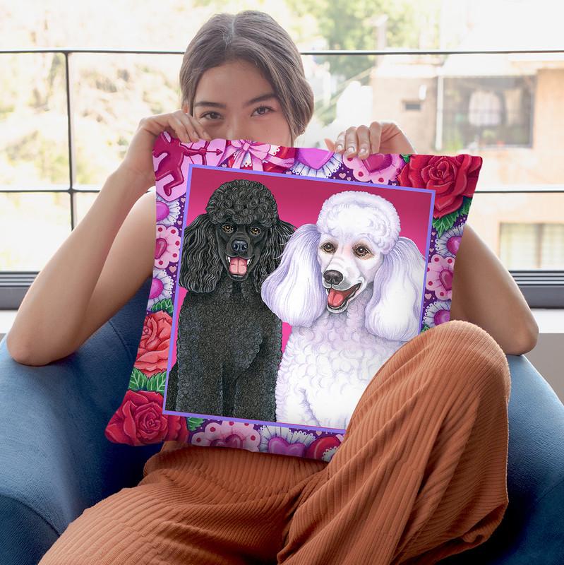 Valentine Poodles Throw Pillow By Tomoyo Pitcher - All About Vibe