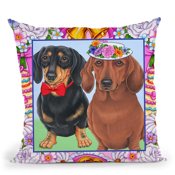 Wedding Dachsunds Throw Pillow By Tomoyo Pitcher - All About Vibe