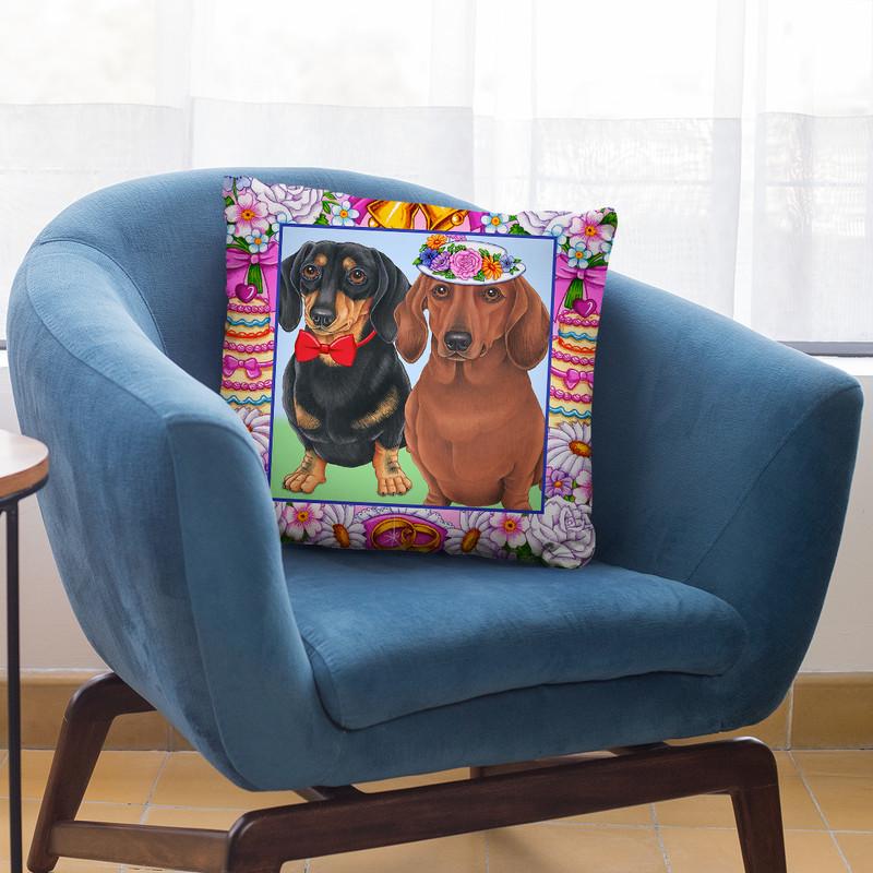 Wedding Dachsunds Throw Pillow By Tomoyo Pitcher - All About Vibe