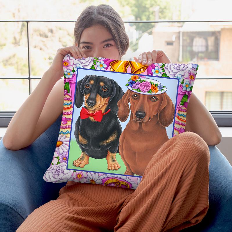 Wedding Dachsunds Throw Pillow By Tomoyo Pitcher - All About Vibe