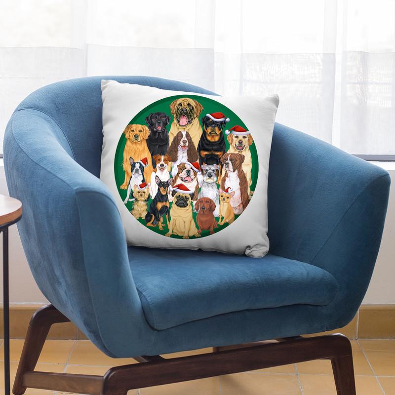 Dog Group Round Throw Pillow By Tomoyo Pitcher - All About Vibe