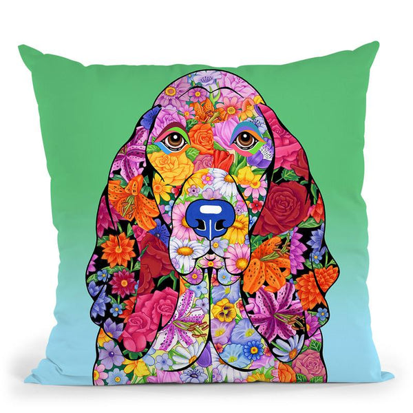 Flowers Basset Hound Throw Pillow By Tomoyo Pitcher - All About Vibe