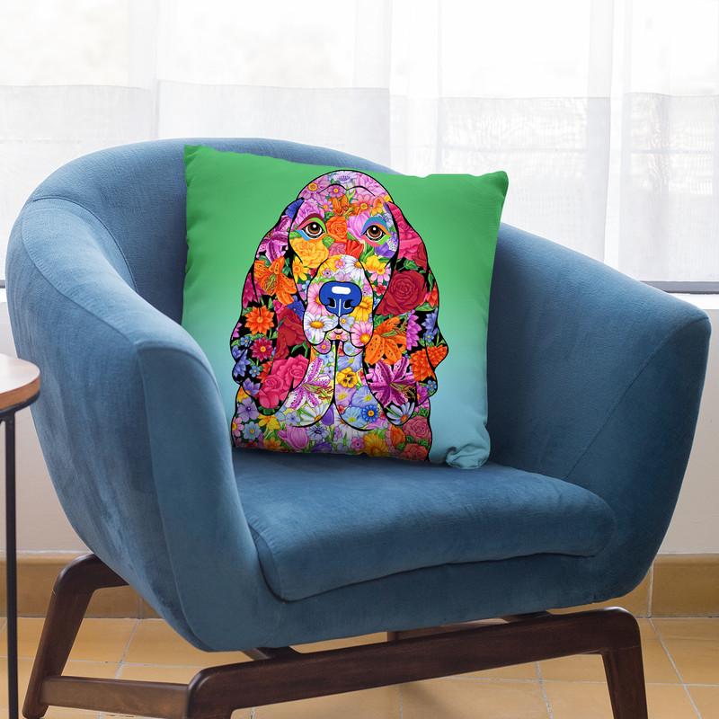 Flowers Basset Hound Throw Pillow By Tomoyo Pitcher - All About Vibe