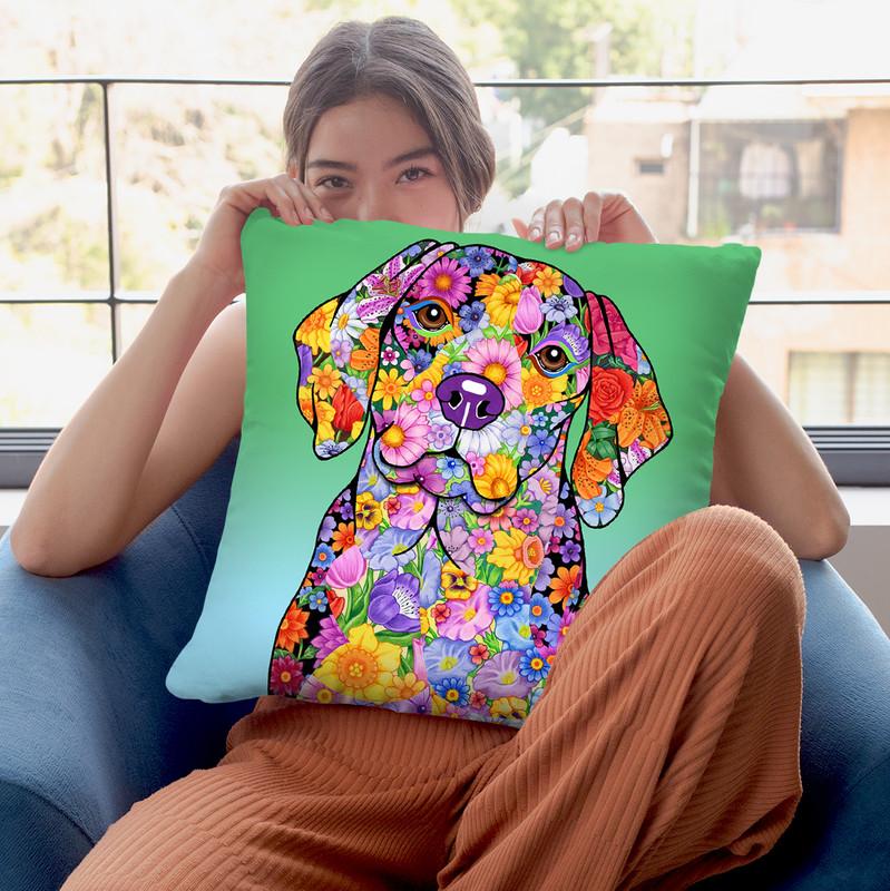 Flowers Beagle Throw Pillow By Tomoyo Pitcher - All About Vibe