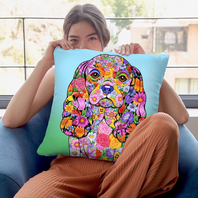 Flowers Cavalier King Chas Throw Pillow By Tomoyo Pitcher - All About Vibe