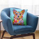 Flowers Corgi Throw Pillow By Tomoyo Pitcher - All About Vibe