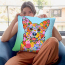 Flowers Corgi Throw Pillow By Tomoyo Pitcher - All About Vibe