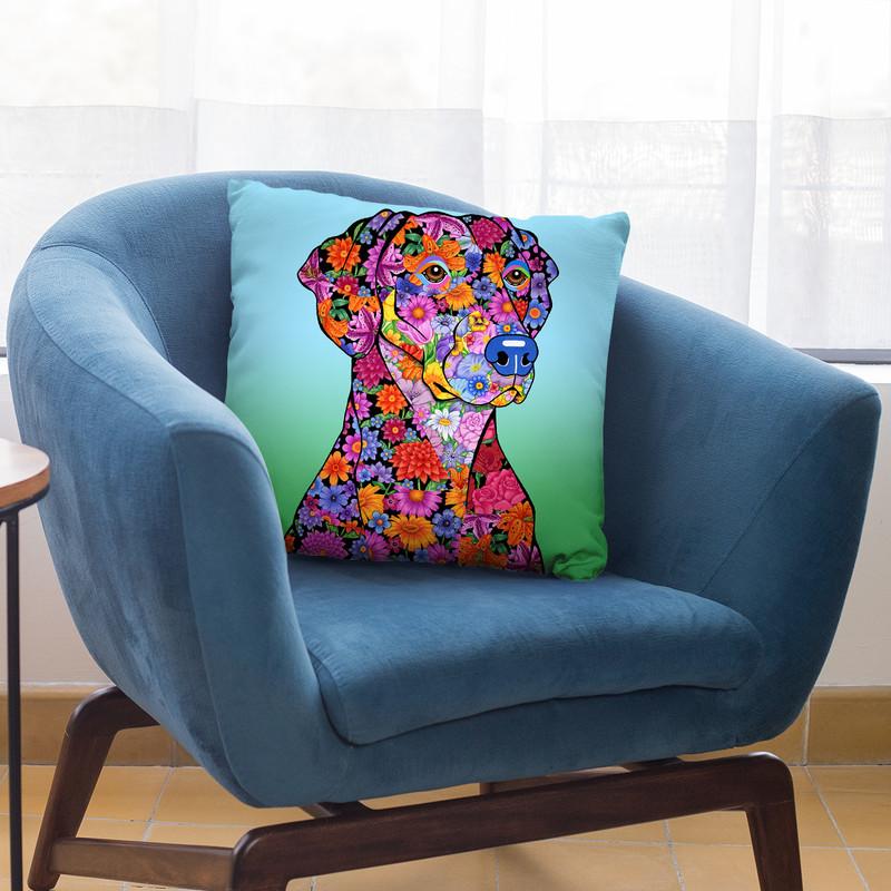 Flowers Doberman Throw Pillow By Tomoyo Pitcher - All About Vibe