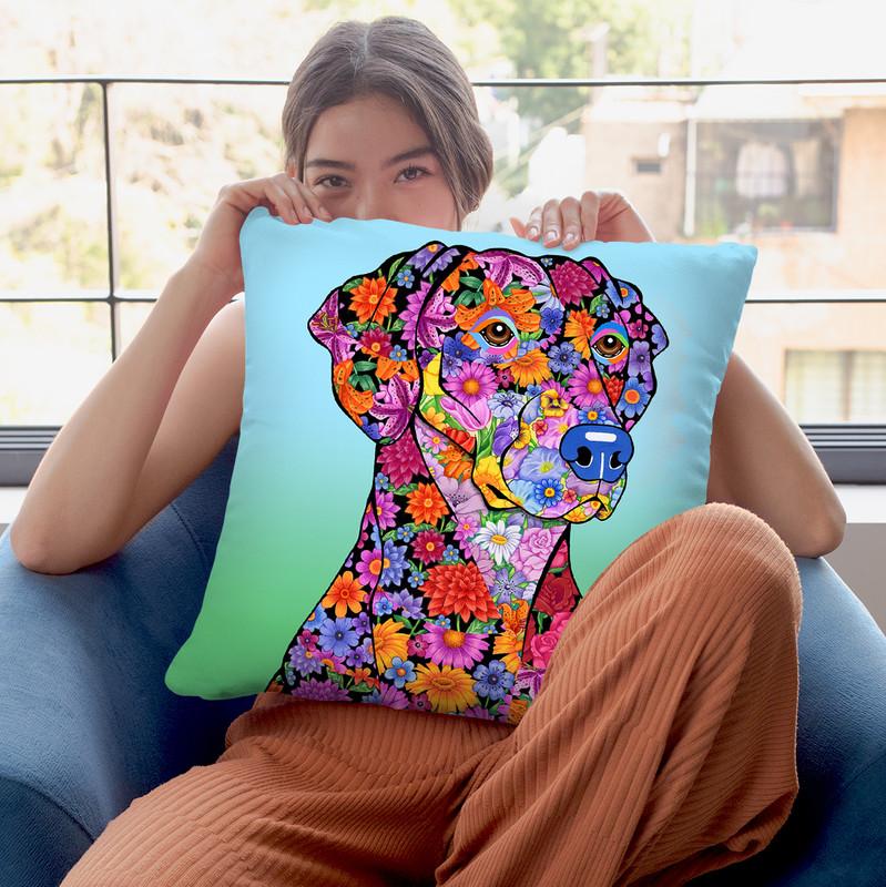 Flowers Doberman Throw Pillow By Tomoyo Pitcher - All About Vibe