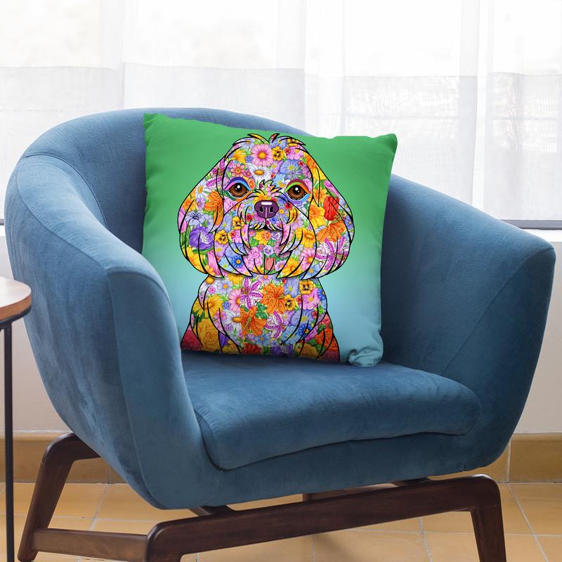 Flowers Maltese Throw Pillow By Tomoyo Pitcher - All About Vibe