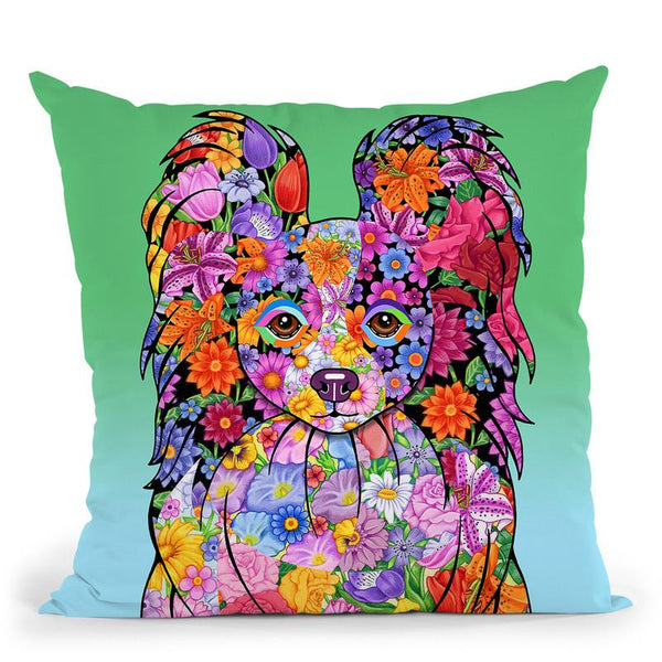 Flowers Papillon Throw Pillow By Tomoyo Pitcher - All About Vibe