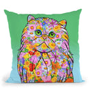Flowers Persian Cat Throw Pillow By Tomoyo Pitcher - All About Vibe