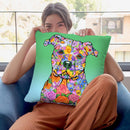 Flowers Pitbull Throw Pillow By Tomoyo Pitcher - All About Vibe