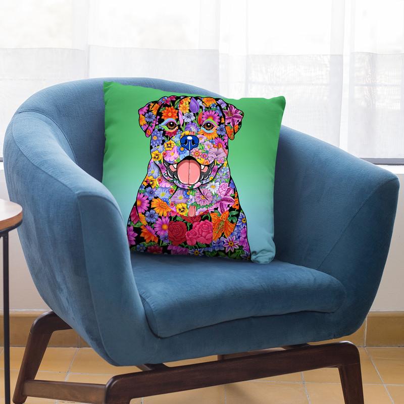 Flowers Rottweiler Throw Pillow By Tomoyo Pitcher - All About Vibe