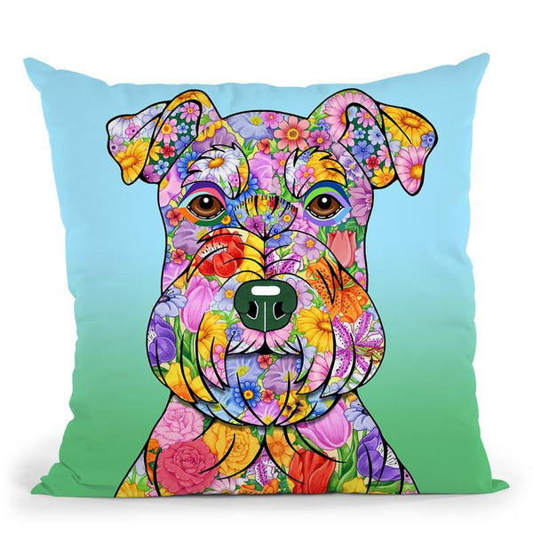 Flowers Schnauzer Throw Pillow By Tomoyo Pitcher - All About Vibe