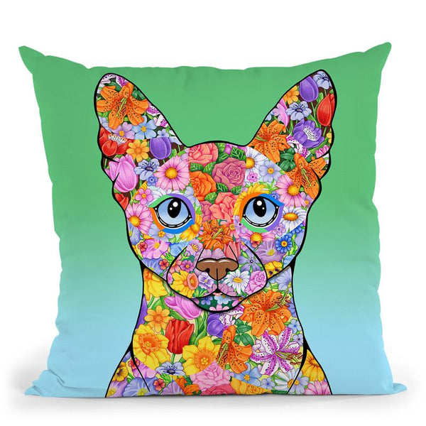 Flowers Siamese Cat Throw Pillow By Tomoyo Pitcher - All About Vibe