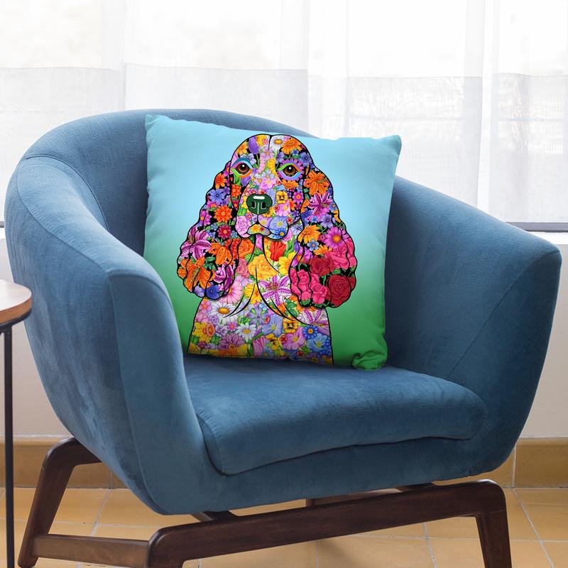 Flowers Springer Spaniel Throw Pillow By Tomoyo Pitcher - All About Vibe