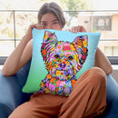 Flowers Yorkie Puppycut Throw Pillow By Tomoyo Pitcher - All About Vibe