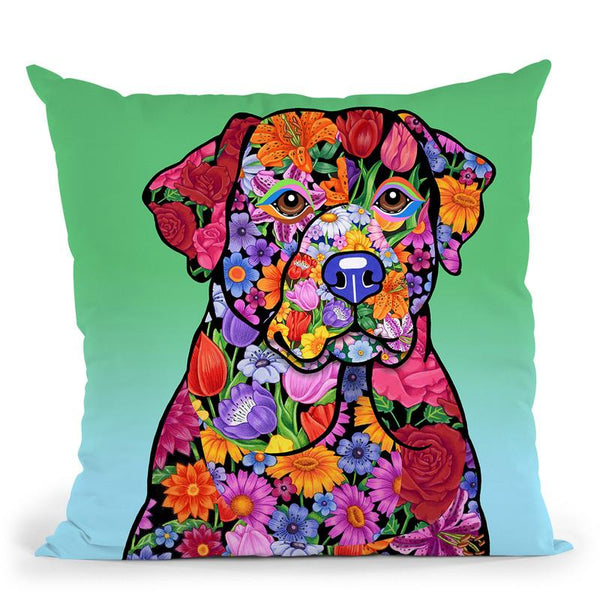 Flower Black Lab Throw Pillow By Tomoyo Pitcher - All About Vibe