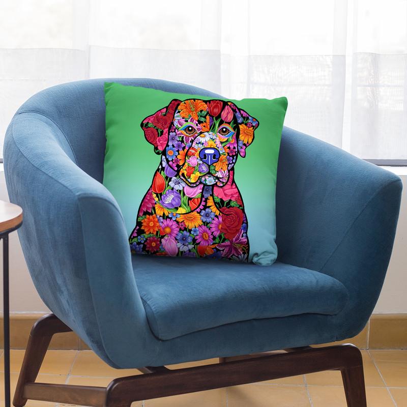 Flower Black Lab Throw Pillow By Tomoyo Pitcher - All About Vibe
