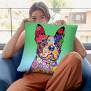 Flowers Boston Terrier Throw Pillow By Tomoyo Pitcher - All About Vibe
