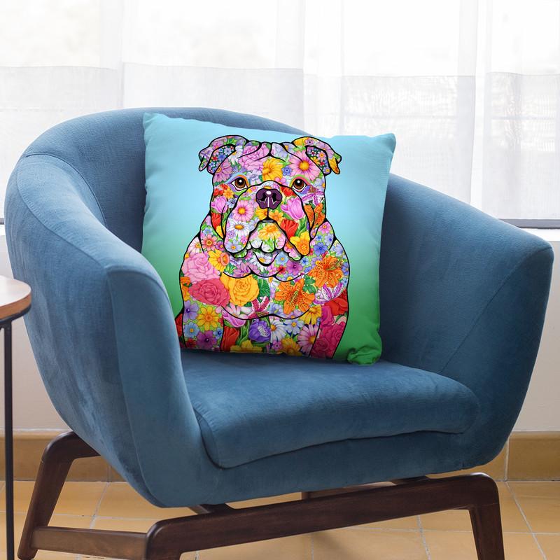 Flowers Bulldog Throw Pillow By Tomoyo Pitcher - All About Vibe