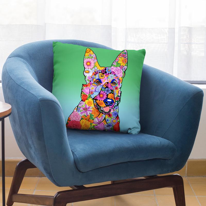 Flowers Germanepherd Throw Pillow By Tomoyo Pitcher - All About Vibe