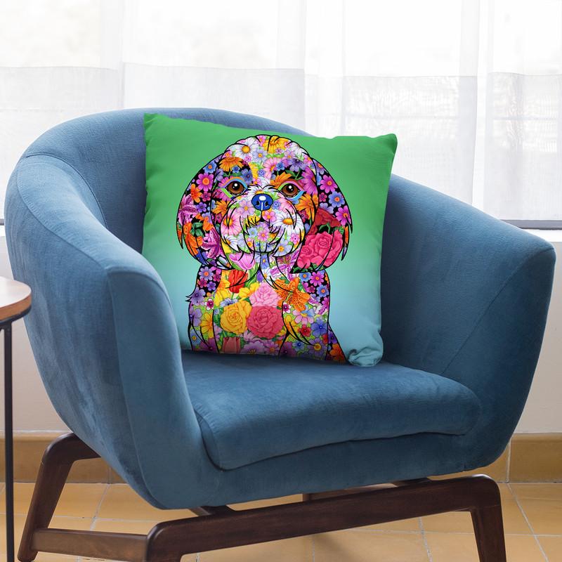 Flowersih Tzu Throw Pillow By Tomoyo Pitcher - All About Vibe