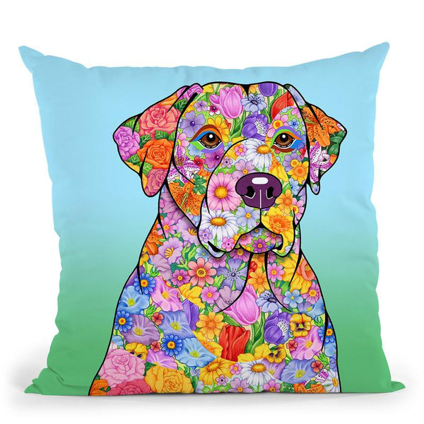 Flowers Yellow Lab Throw Pillow By Tomoyo Pitcher - All About Vibe