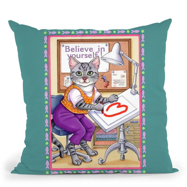 Artist Cat Throw Pillow By Tomoyo Pitcher - All About Vibe