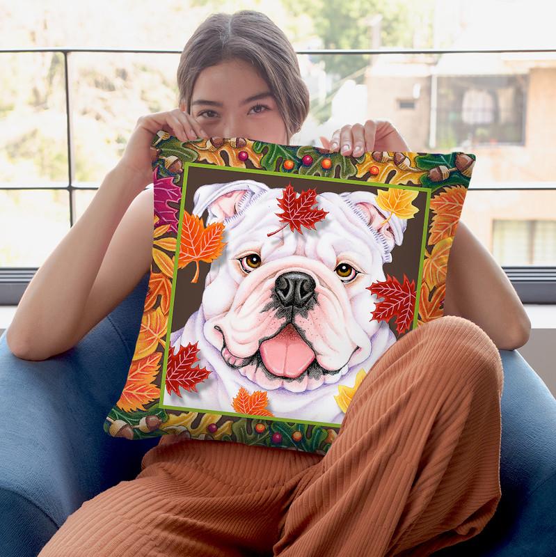 Autumn Bulldog Throw Pillow By Tomoyo Pitcher - All About Vibe