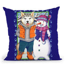 Husky Snowman Throw Pillow By Tomoyo Pitcher - All About Vibe