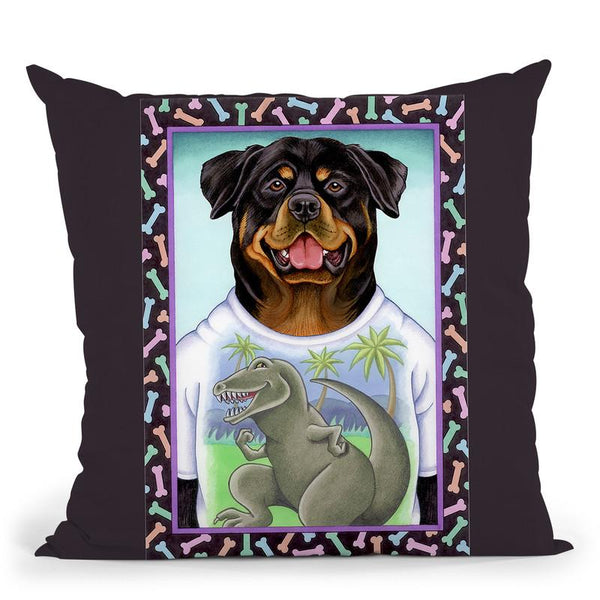 Rottweiler Dinosaur Throw Pillow By Tomoyo Pitcher - All About Vibe