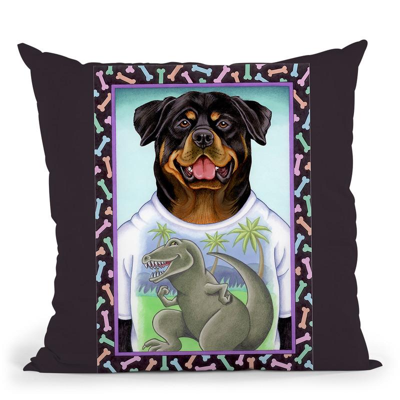 Rottweiler Dinosaur Throw Pillow By Tomoyo Pitcher - All About Vibe