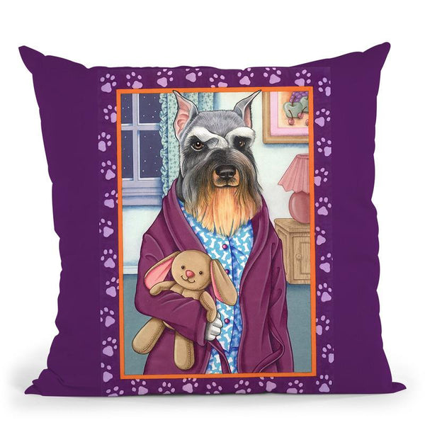 Schnauzer Bedtime Throw Pillow By Tomoyo Pitcher - All About Vibe