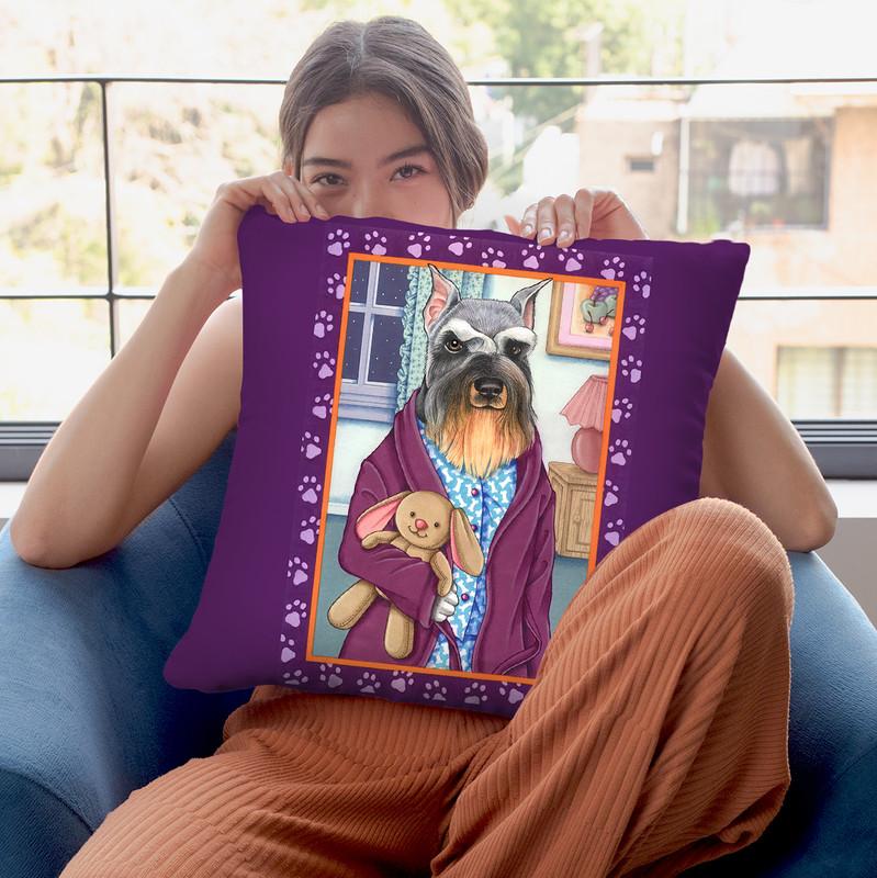Schnauzer Bedtime Throw Pillow By Tomoyo Pitcher - All About Vibe