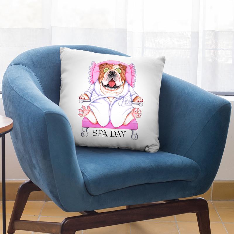 Spa Bulldog Throw Pillow By Tomoyo Pitcher - All About Vibe