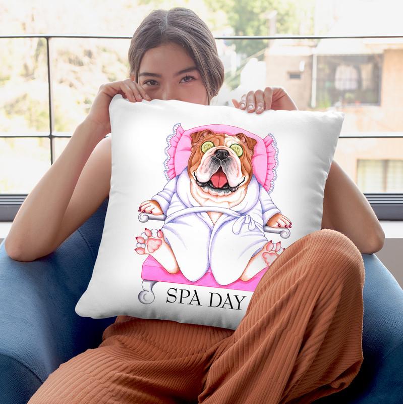 Spa Bulldog Throw Pillow By Tomoyo Pitcher - All About Vibe
