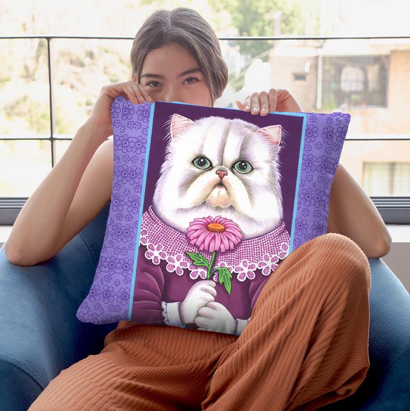 White Persian Throw Pillow By Tomoyo Pitcher - All About Vibe