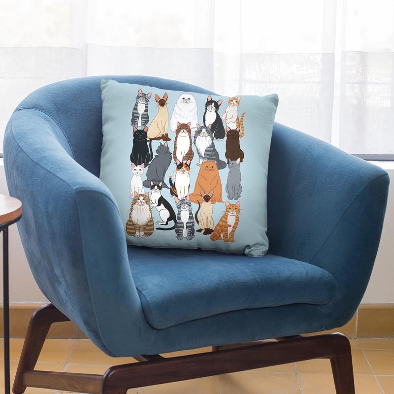 Cat Pattern 1 Throw Pillow By Tomoyo Pitcher - All About Vibe