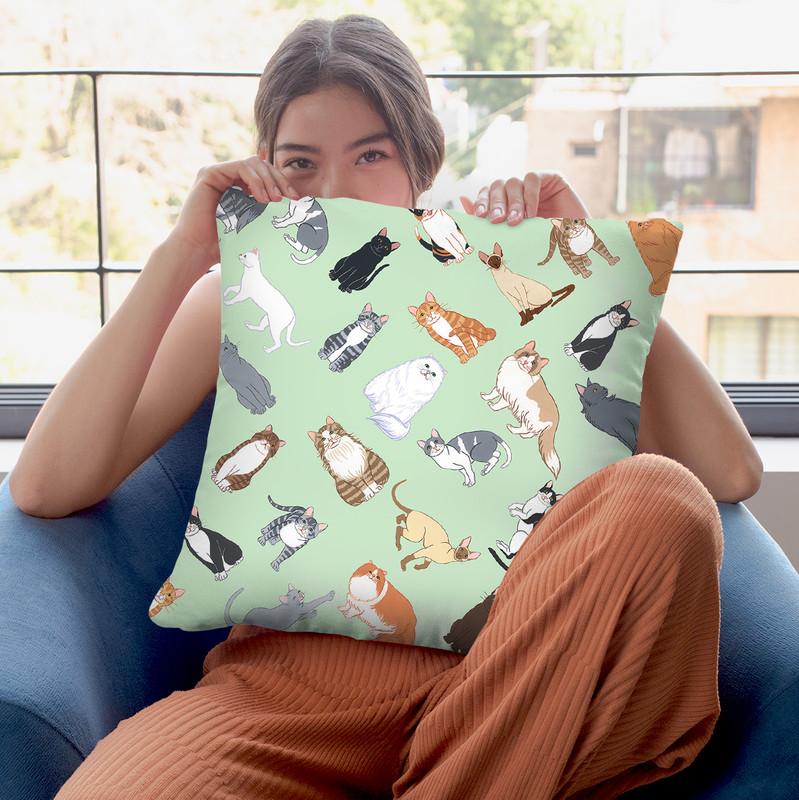 Cat Pattern 2 Throw Pillow By Tomoyo Pitcher - All About Vibe