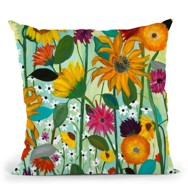Sunflower House Throw Pillow By Carrie Schmitt - All About Vibe