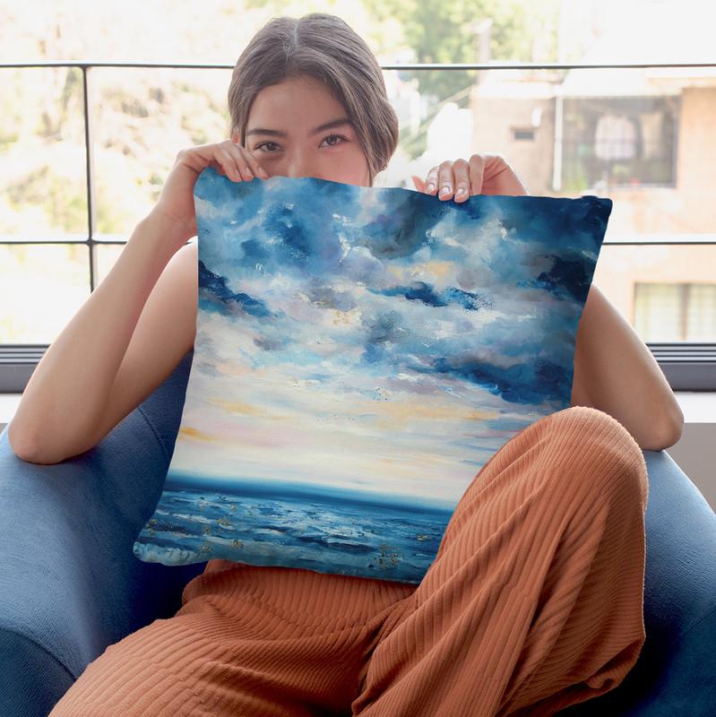 Deep Blue Throw Pillow By Emily Heard - All About Vibe