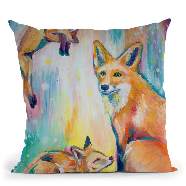 Psychedelic Foxes Throw Pillow By Emily Heard - All About Vibe