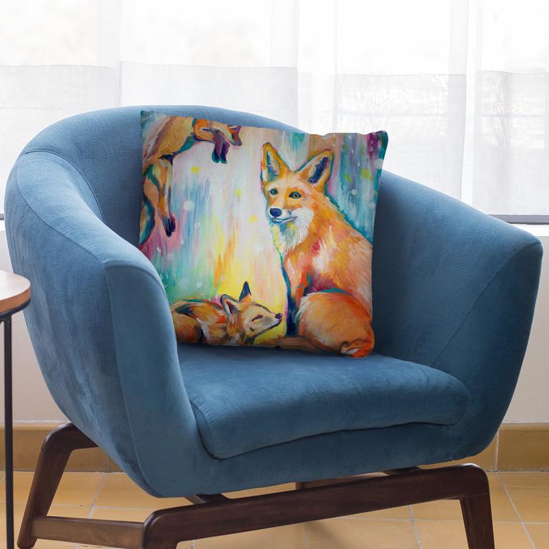 Psychedelic Foxes Throw Pillow By Emily Heard - All About Vibe